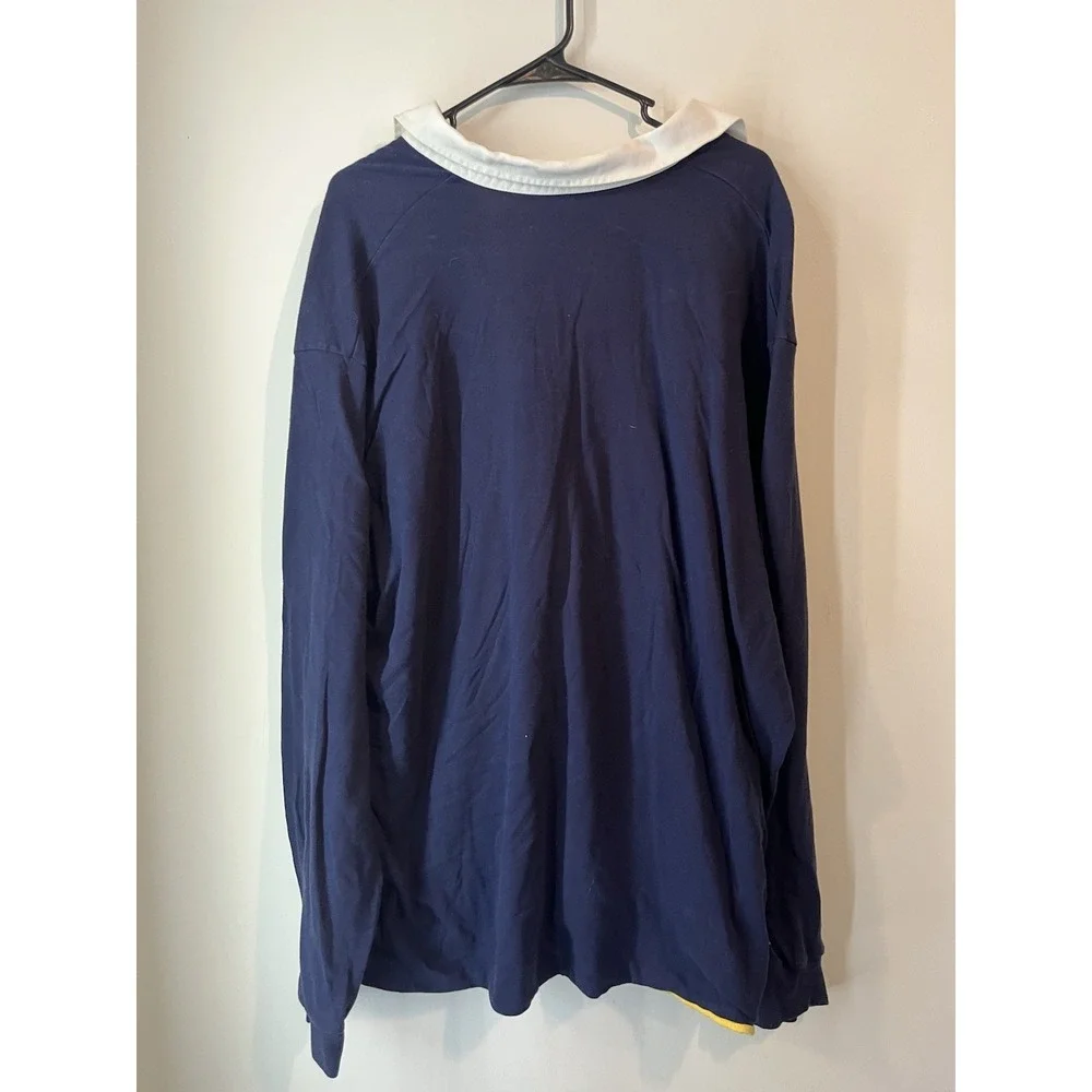 Vintage Polo Ralph Lauren Polo Short Ling Sleeve Double Layer Size XXL Blue Yell